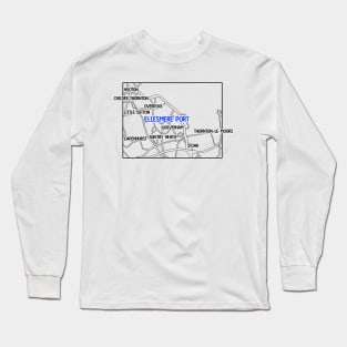 Ellesmere Port Map with Labels (Blue) Long Sleeve T-Shirt